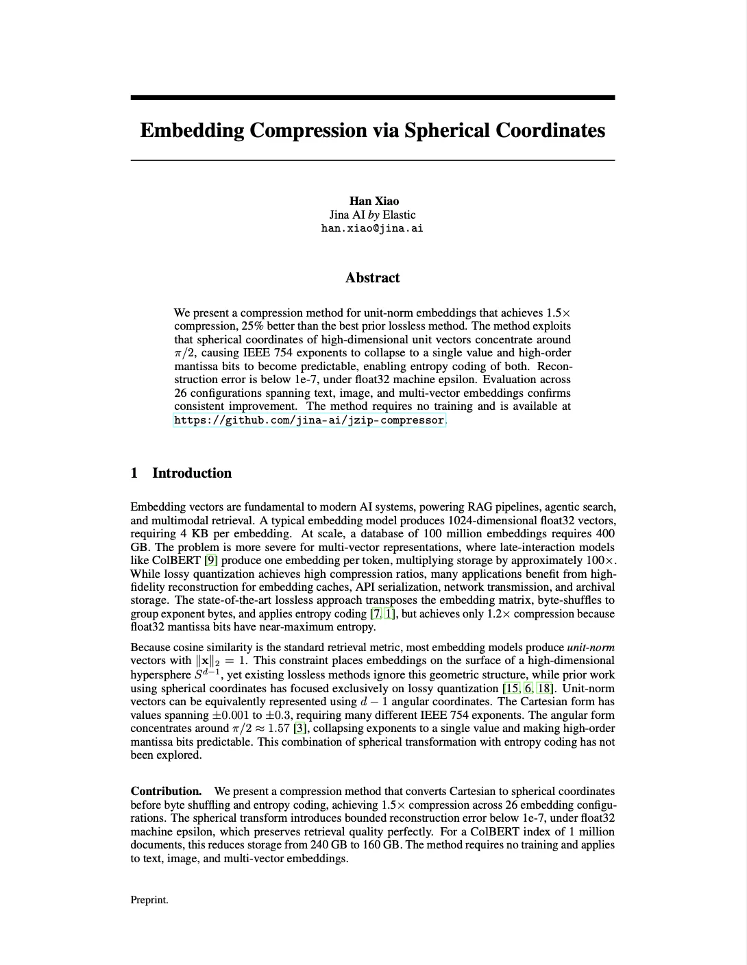 Embedding Compression via Spherical Coordinates
